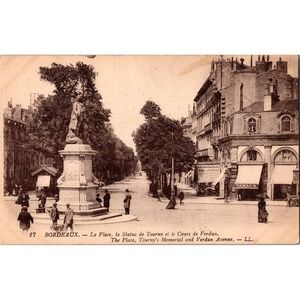 Vintage Bordeaux Tourny Memorial & Verdun Avenue French Postcard